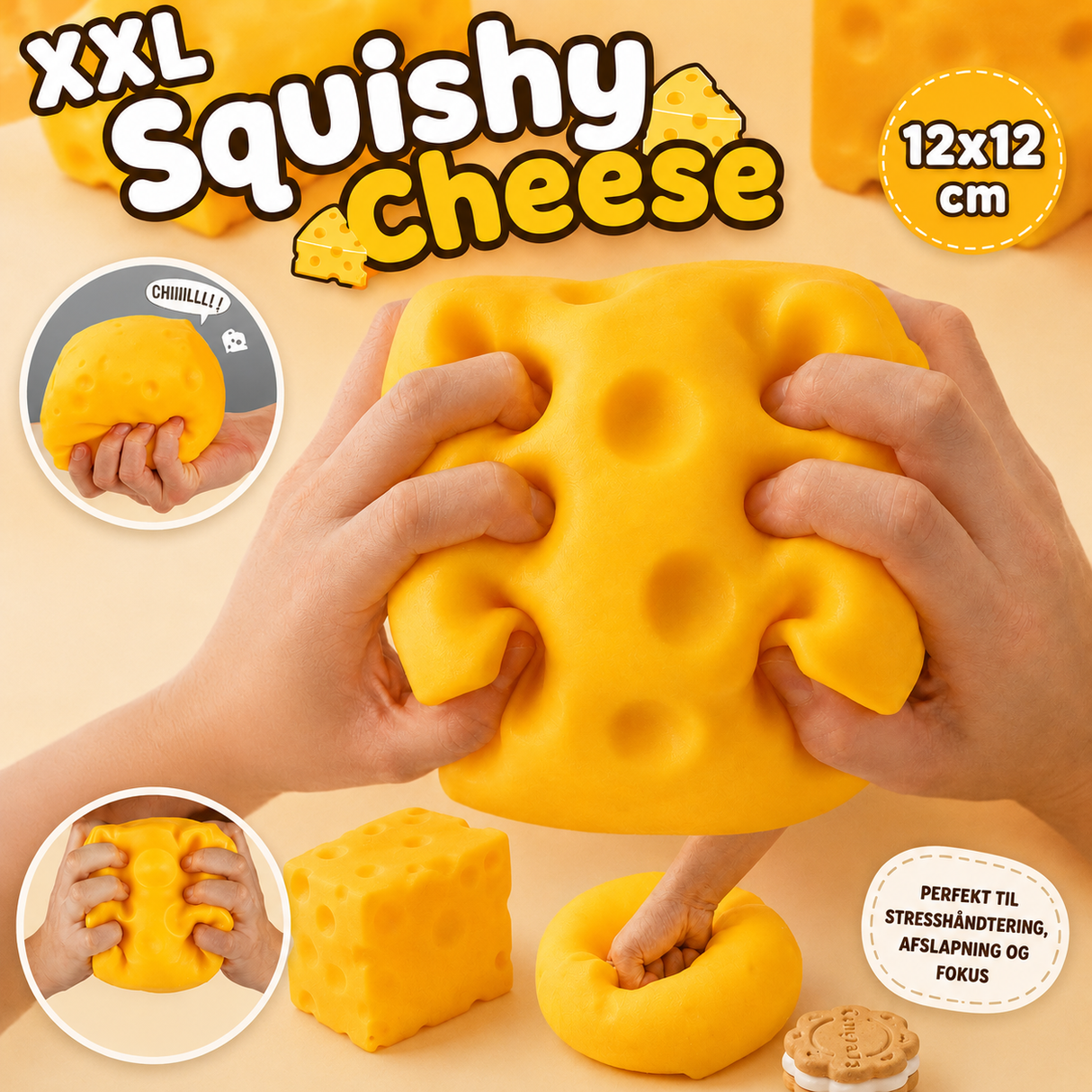 XXL Squishy cheese 12x12 cm