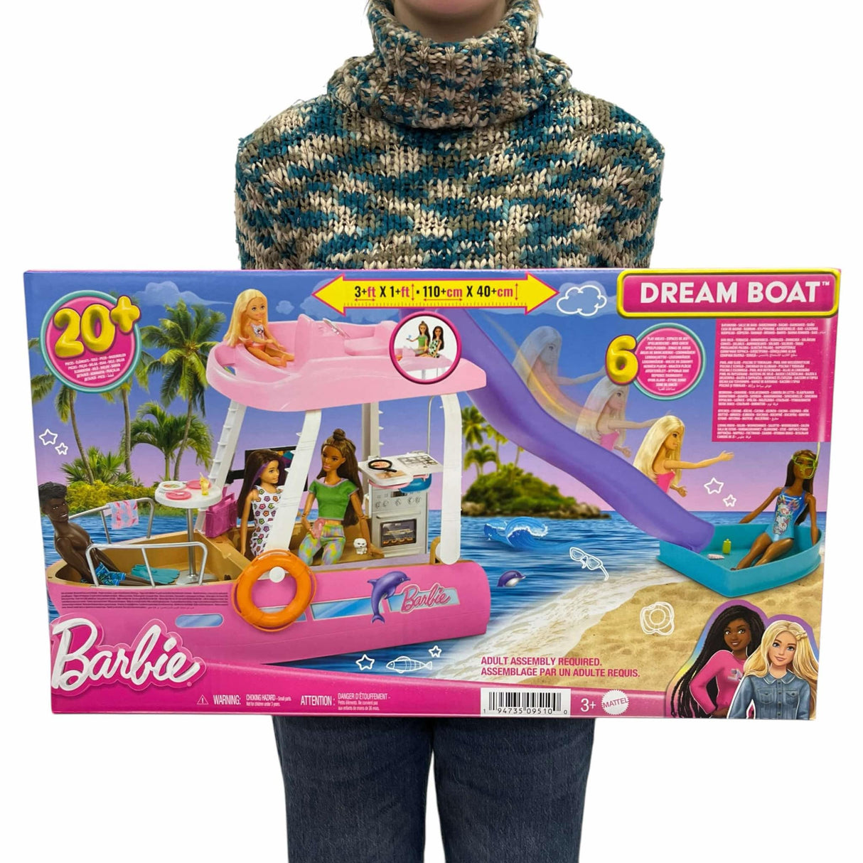 Barbie Dream Boat legesæt - båd med pool, rutsjebane og 20+ tilbehør