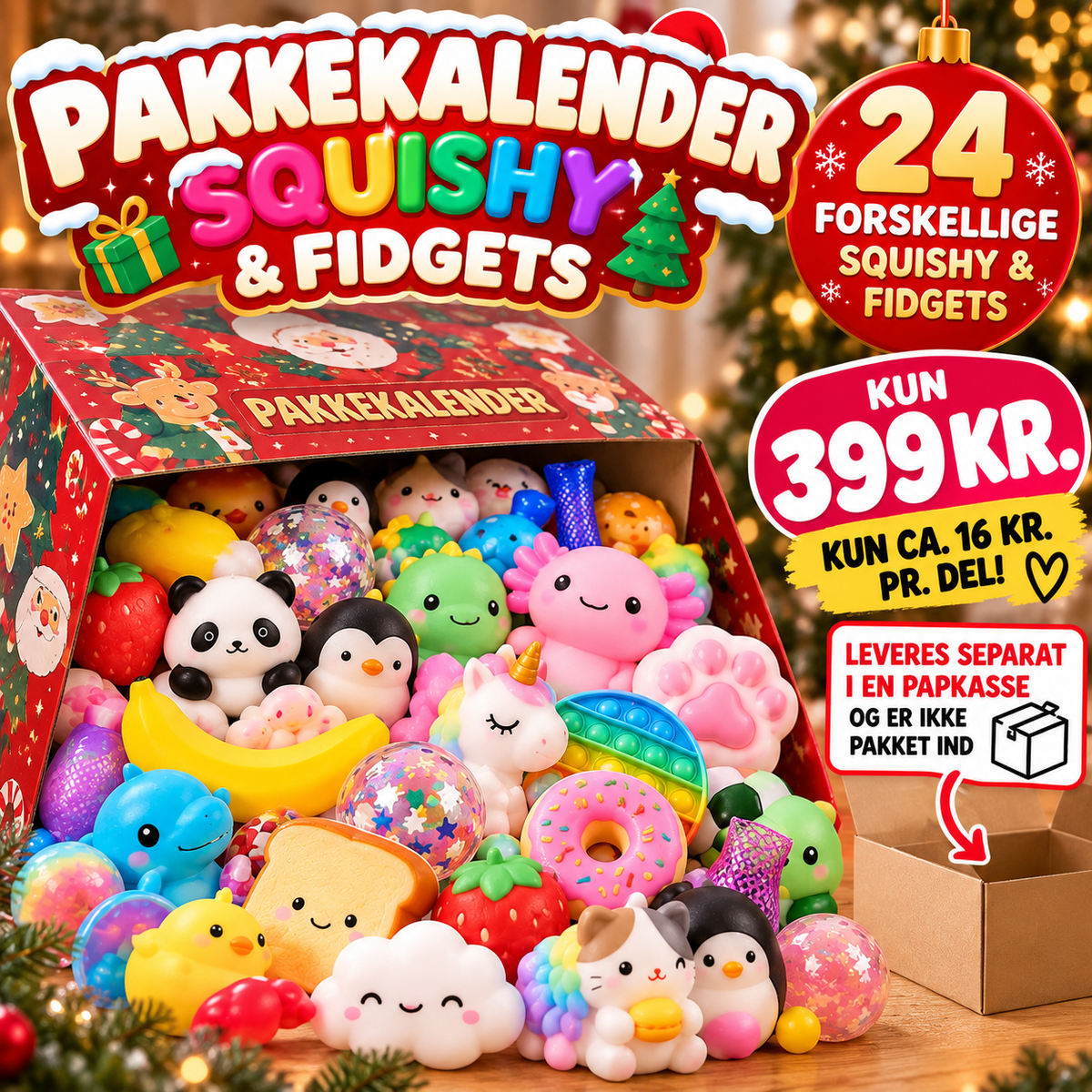 Squishy/fidget pakkekalender - 24 stk