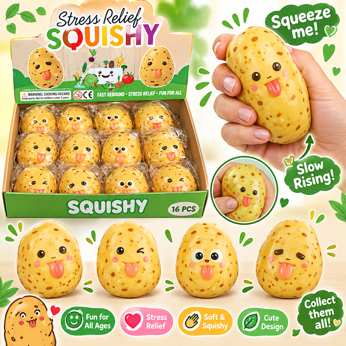 Squishy slow rise kartoffel med ansigt