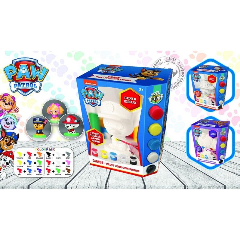 Paw Patrol mal selv porcelænsfigur (Chase, Marshall, Skye)