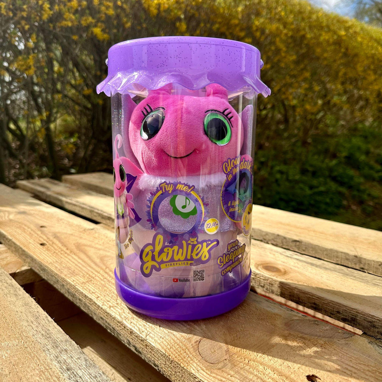Glowies Sommerfugl sovebamse med lys og lyd - Pink