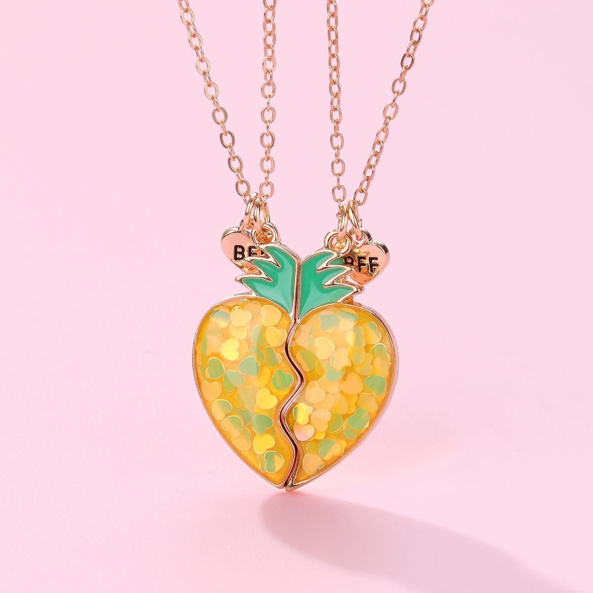 Ven/veninde halskæde - Glitter Ananas