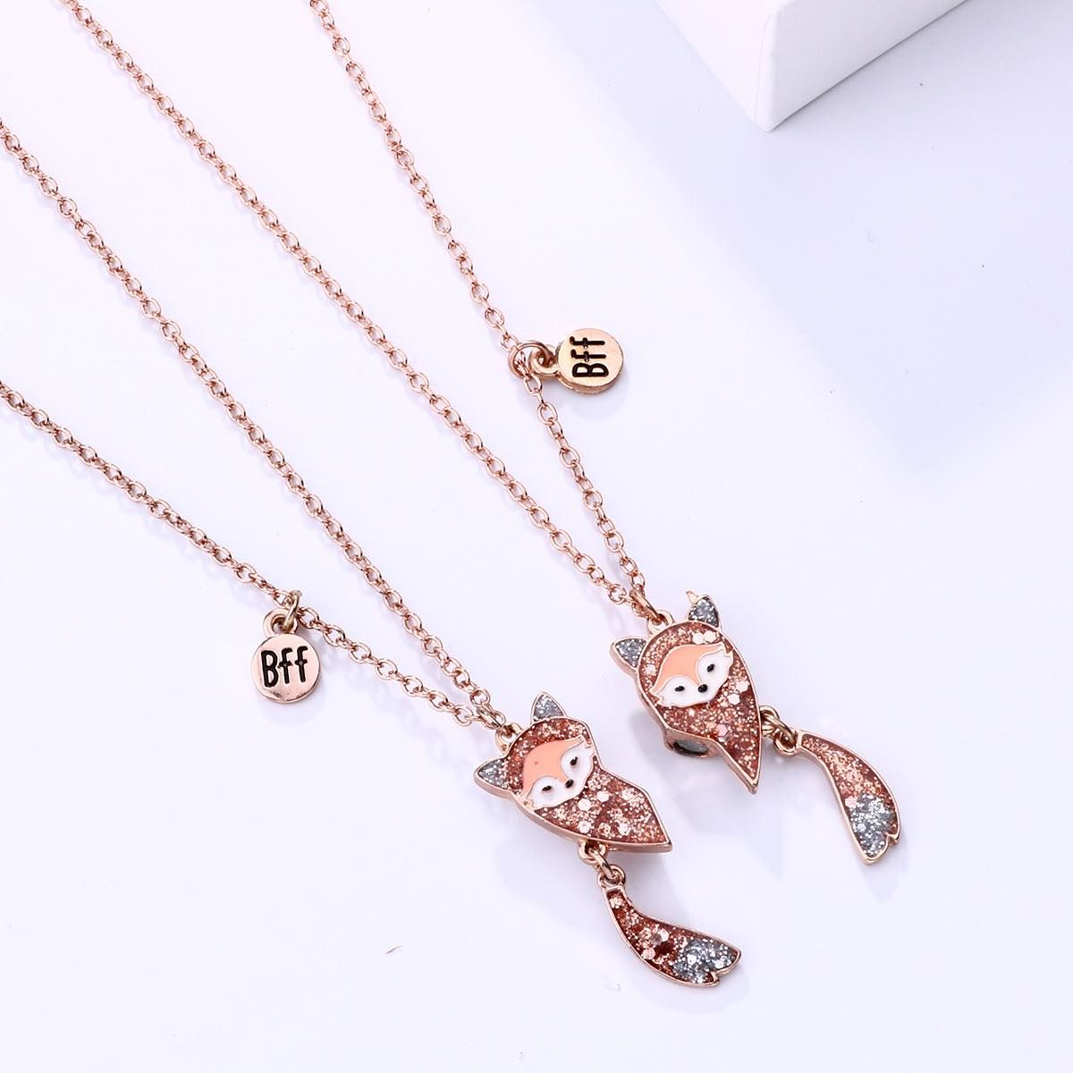 Ven/veninde halskæde - Glitter ræv