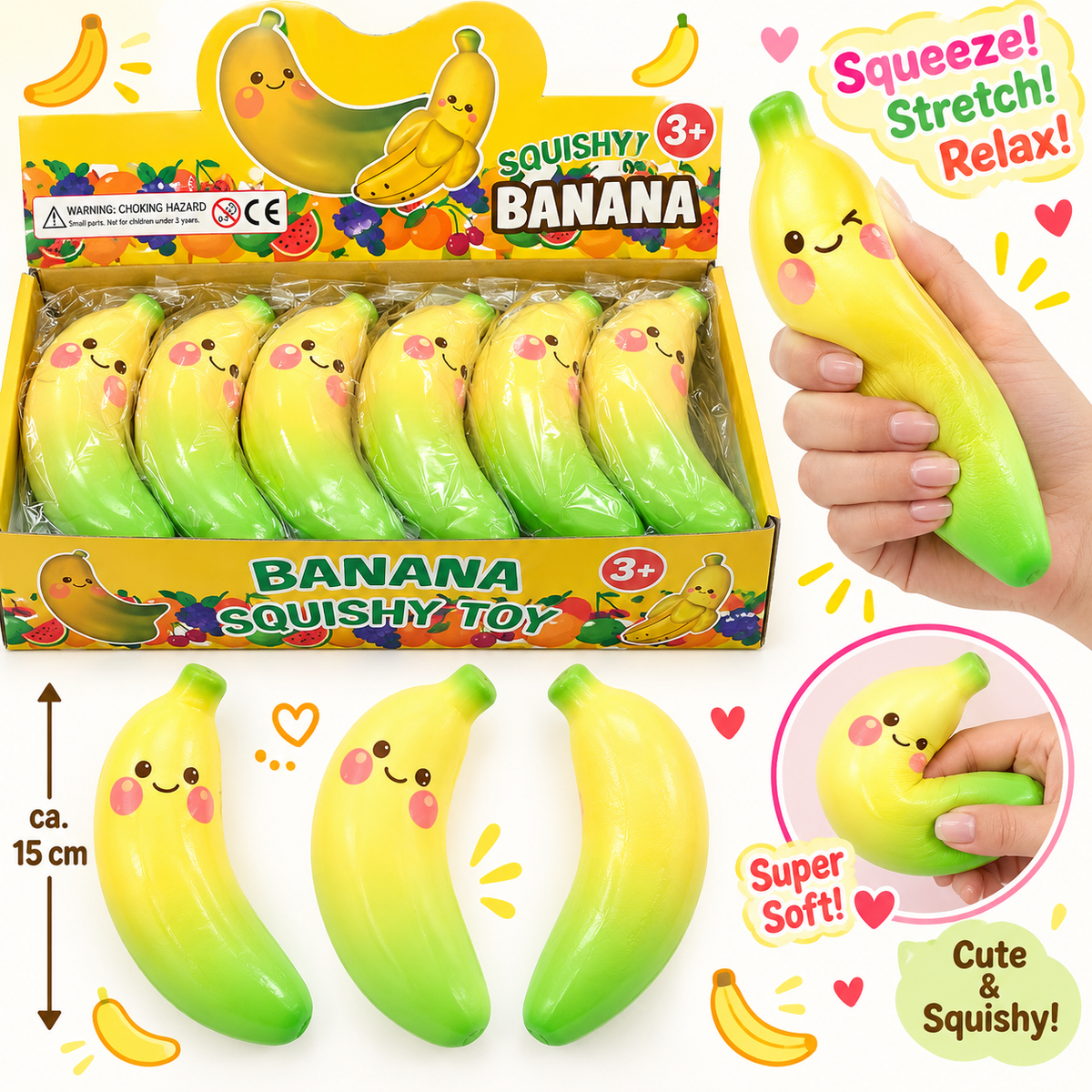 Squishy XL banan 15 cm slow rise
