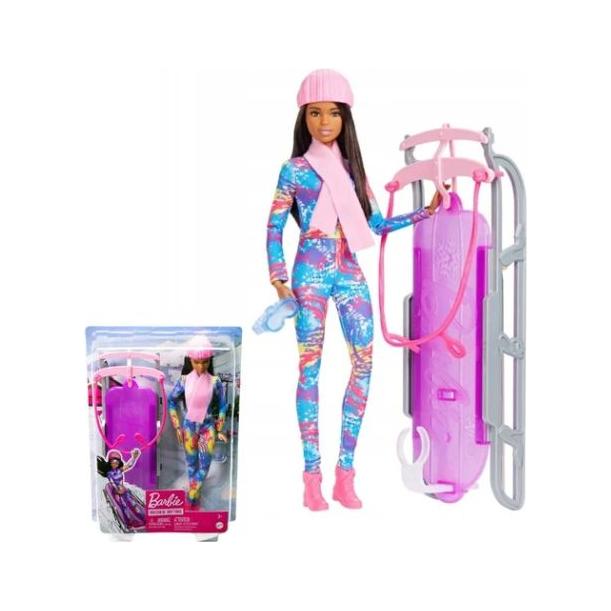 Barbie dukke i flyverdragt med kælk