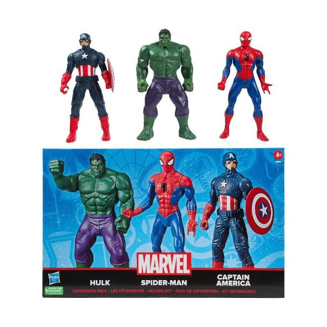 Marvel 3-pak Figur - Spiderman, Hulk & Captain America