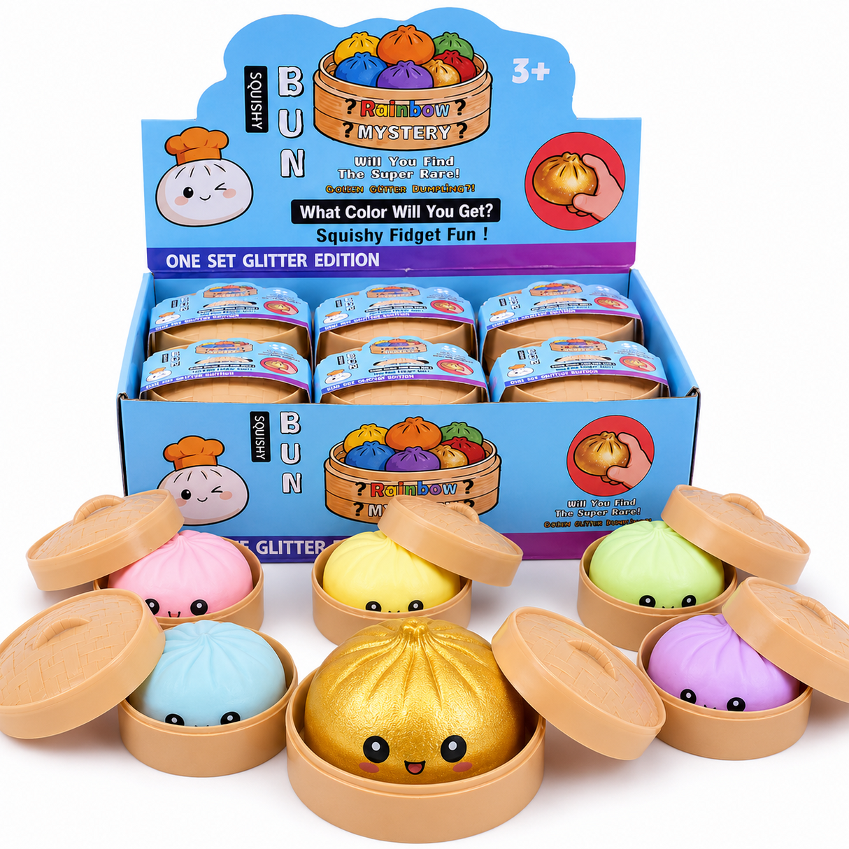 XL (EU) Squishy Dumpling 9 cm - Jagt den sjældne guld dumpling