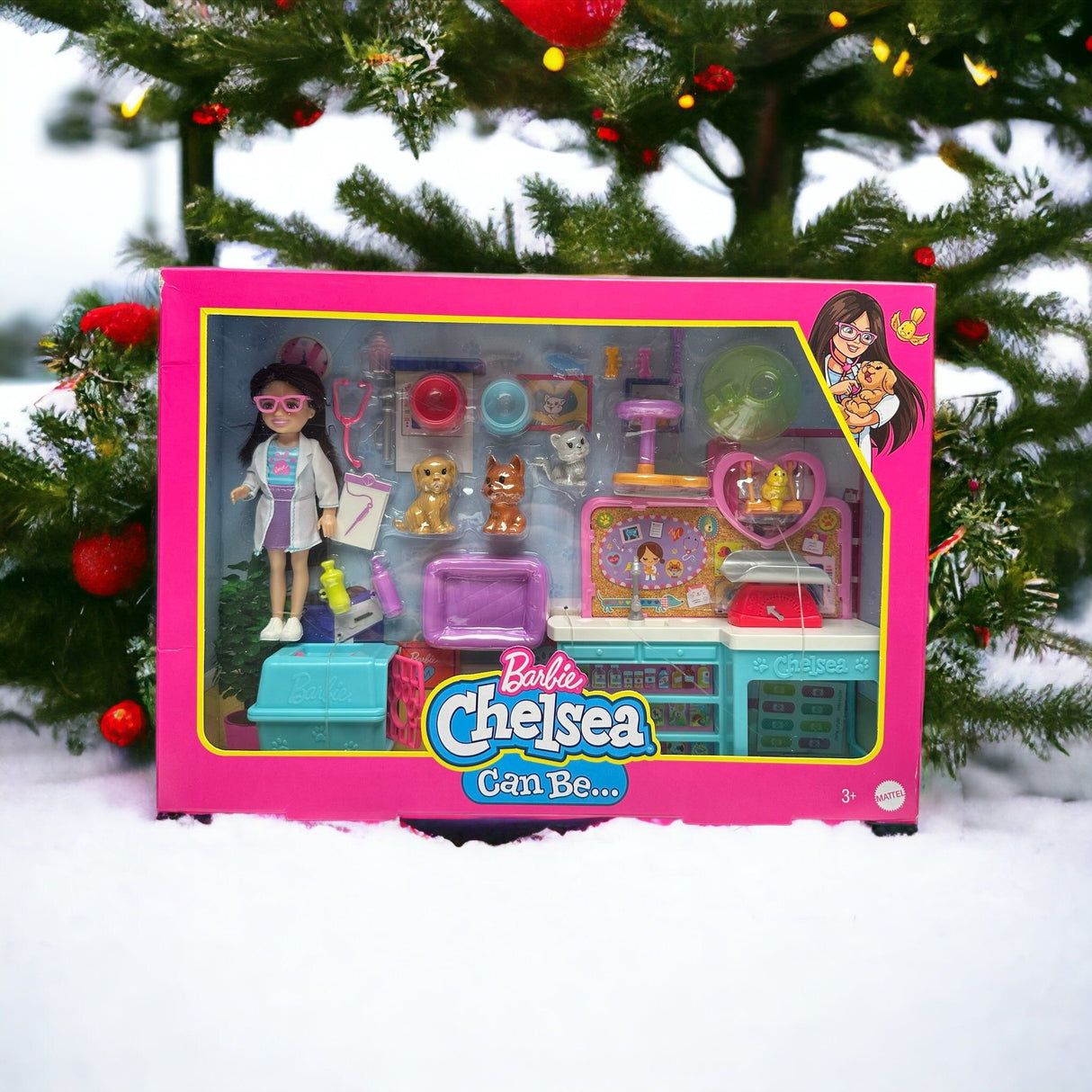 Barbie dyrelæge legesæt med mange dele 25x35 cm