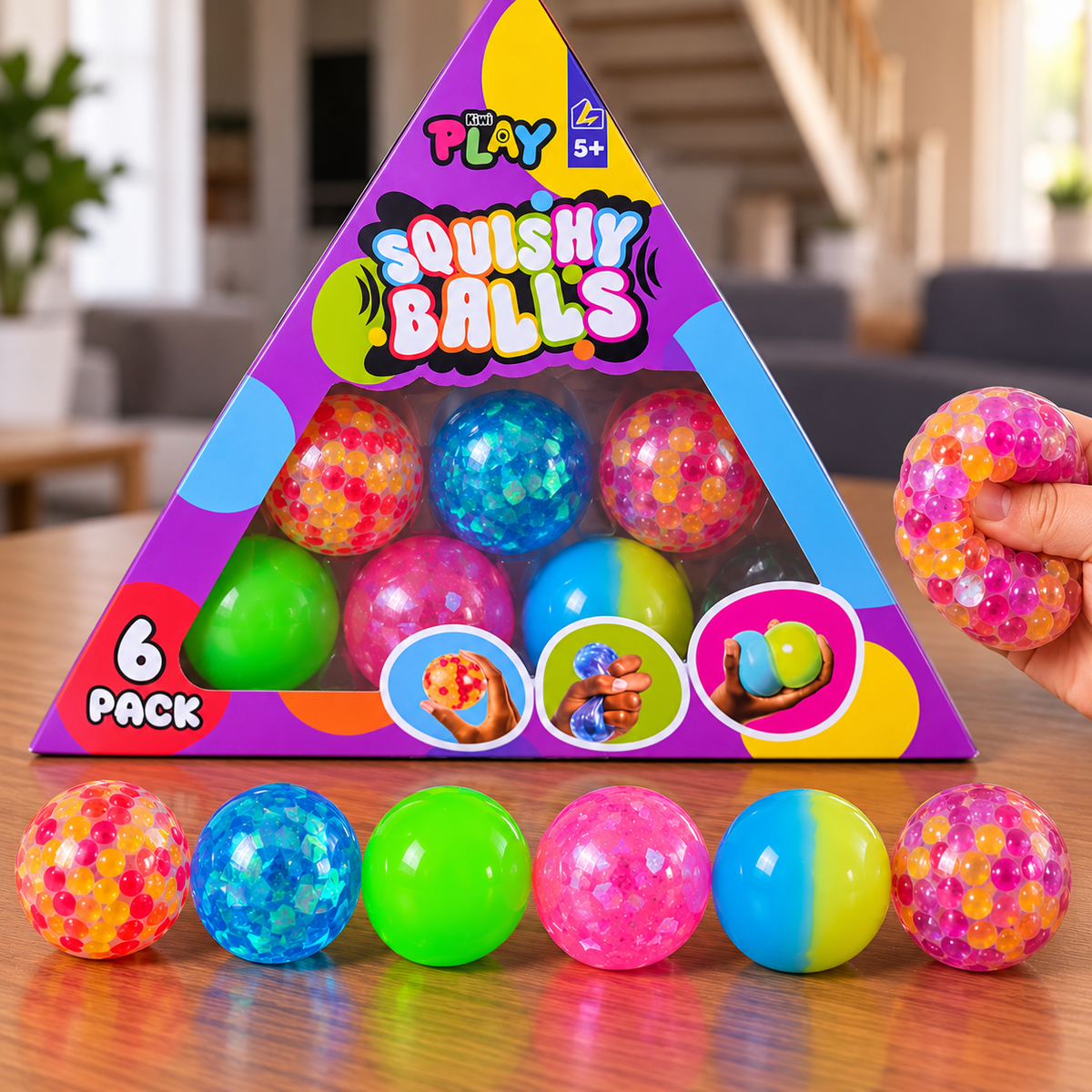 6 pack Squishy balls