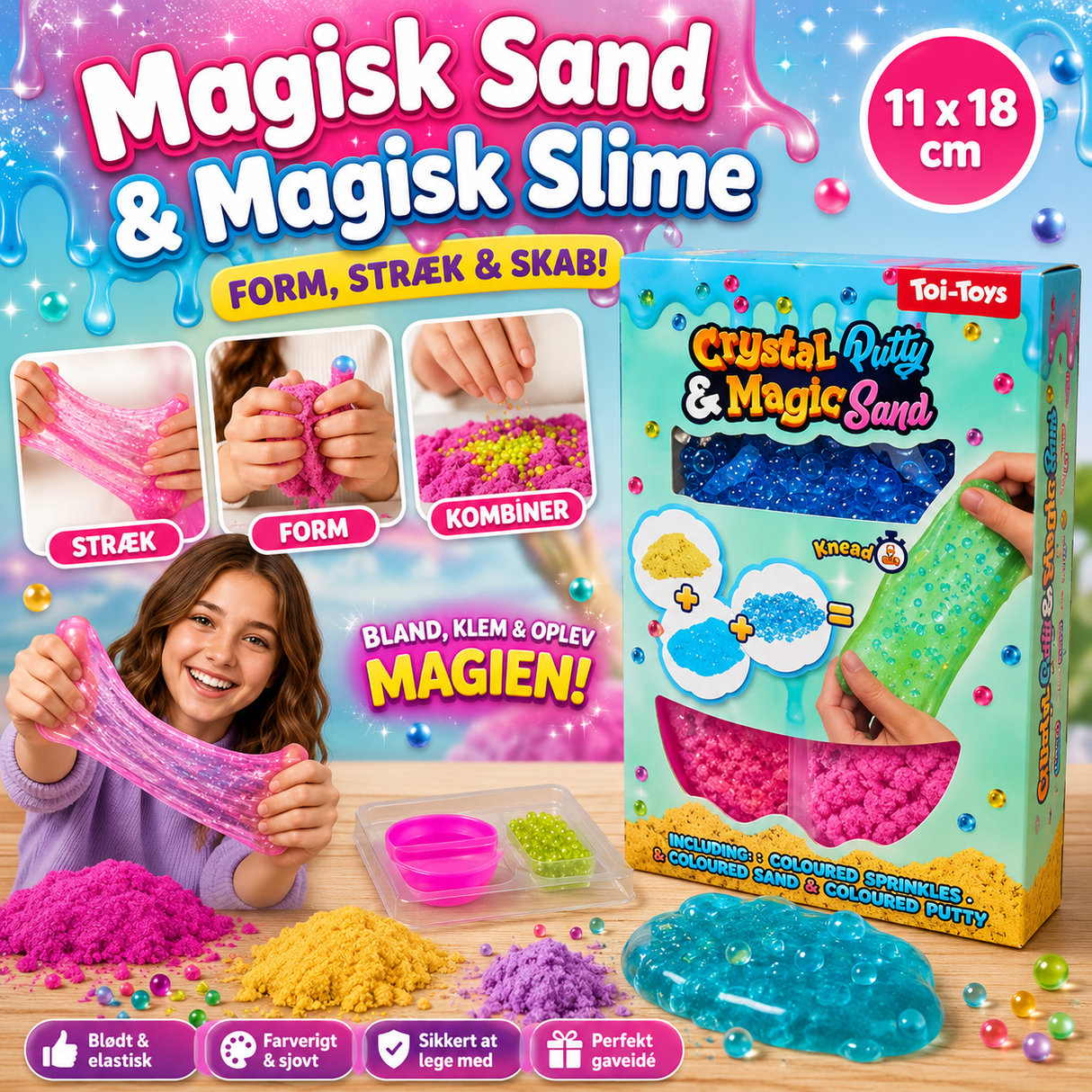 Magisk Sand/Magisk slime sæt 11x18 cm