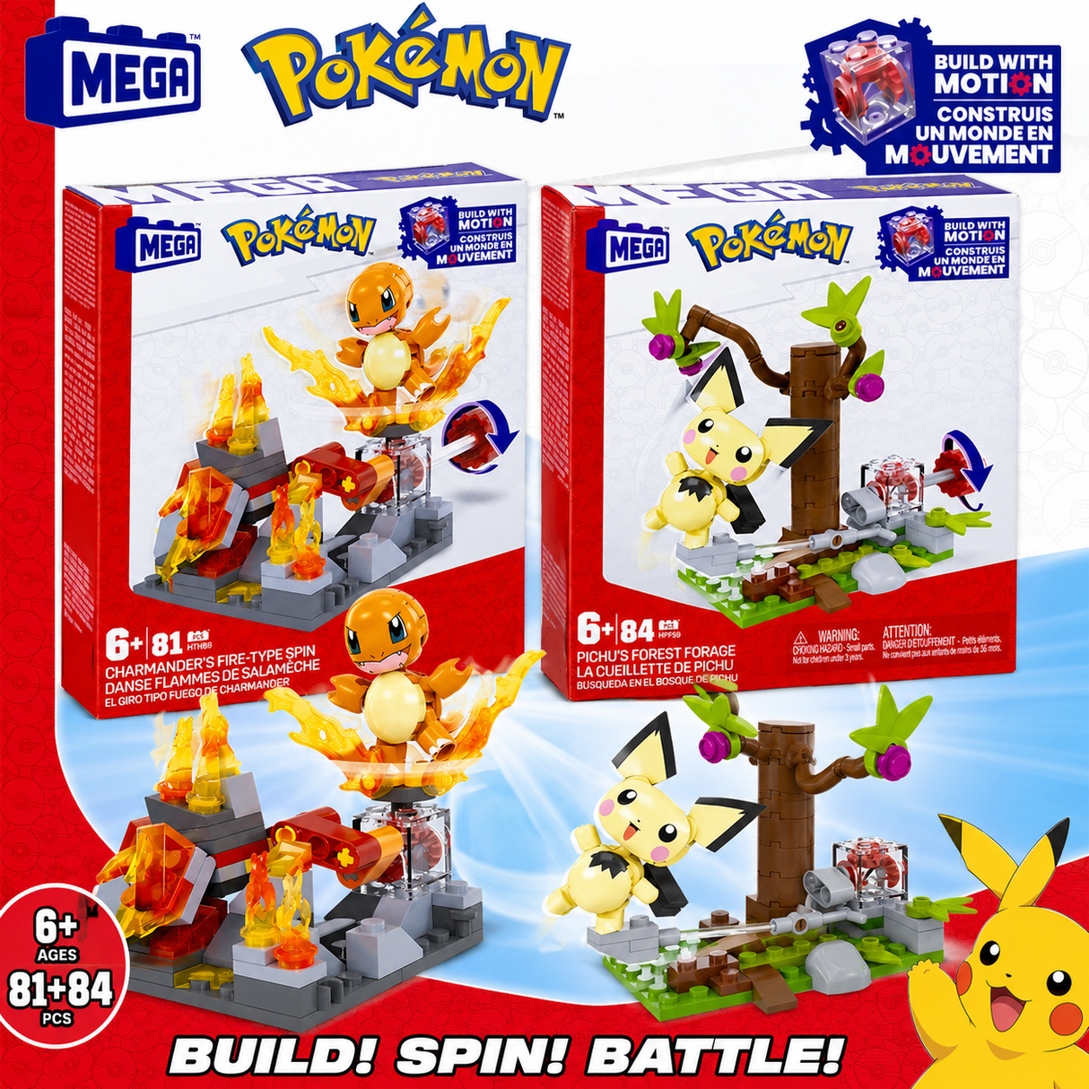 Pokemon byggesæt med 81/ 84 dele (assorteret)
