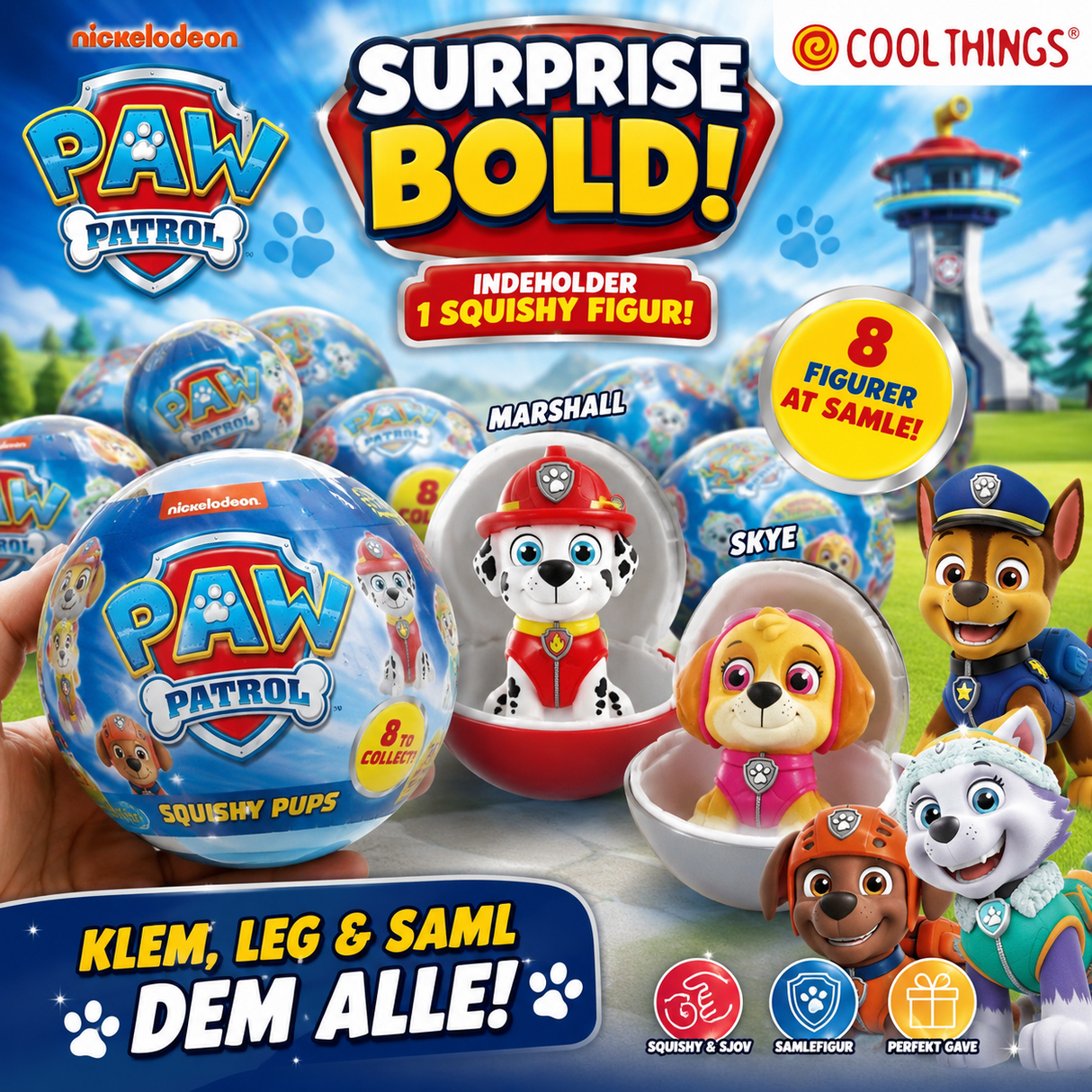 Paw Patrol surprise egg med squishy 8 cm figur