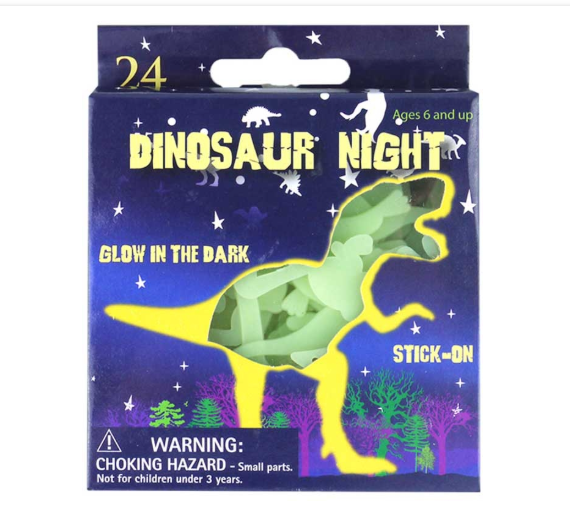 Glow in the dark dinosaur 24 stk