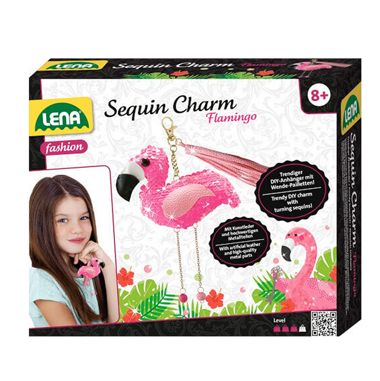 Lena Fashion Sequin Charm Flamingo 17x20cm
