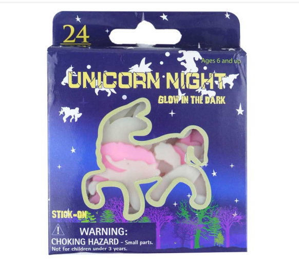 Glow in the dark unicorn - 24 stk