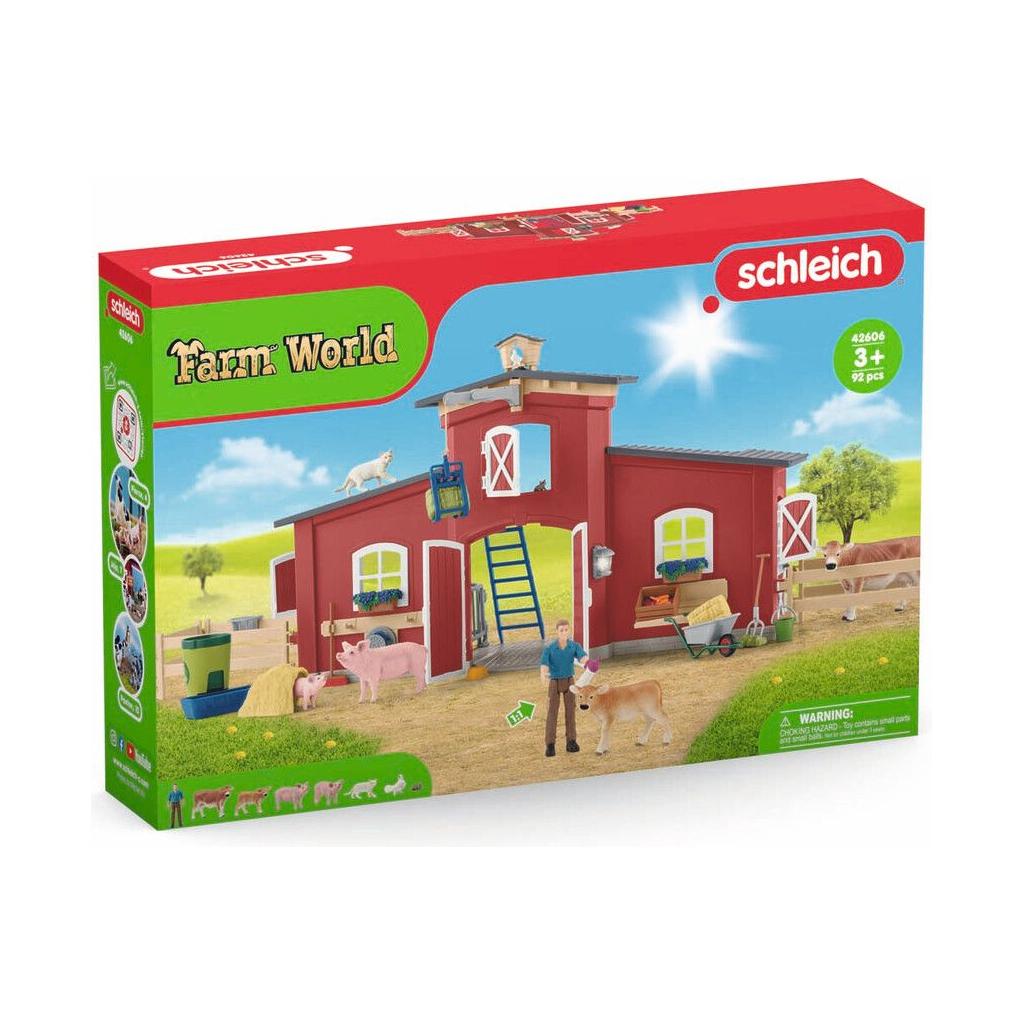 Schleich kæmpe bondegård incl 7 dyr og bondemand