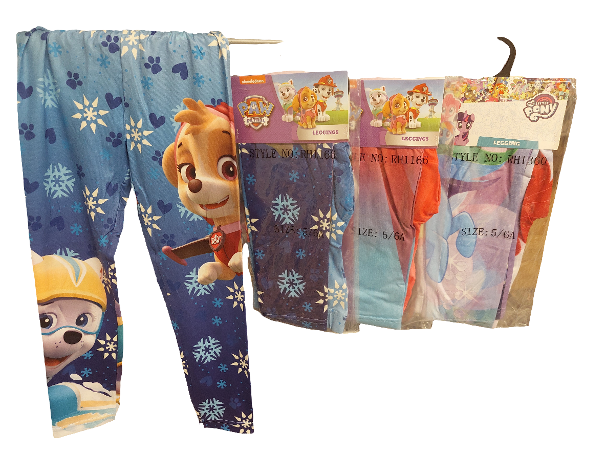 1 My little pony og 2 paw patrol leggings str 5/6 år.