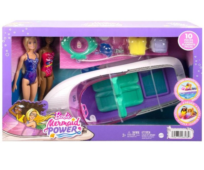 BARBIE MERMAID POWER 2x DUKKE + MOTORBÅD BÅD