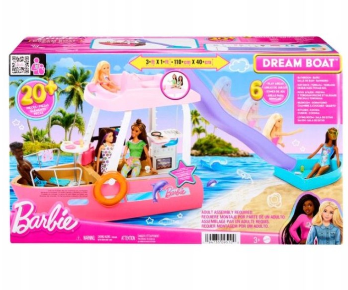 Barbie Dream Boat legesæt - båd med pool, rutsjebane og 20+ tilbehør