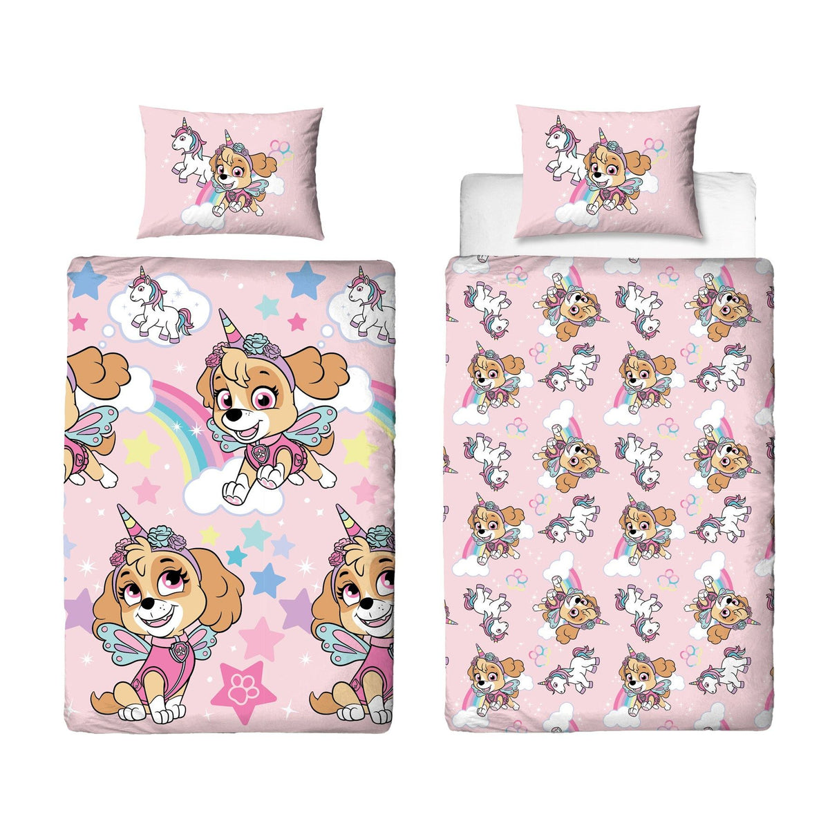 Paw Patrol vendbart skye unicorn senior sengesæt 140x200 cm