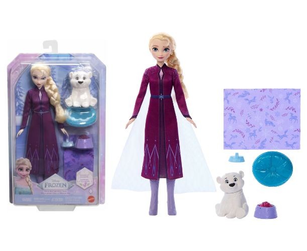 Frozen Elsa dukke med isbjørne unge og tilbehør