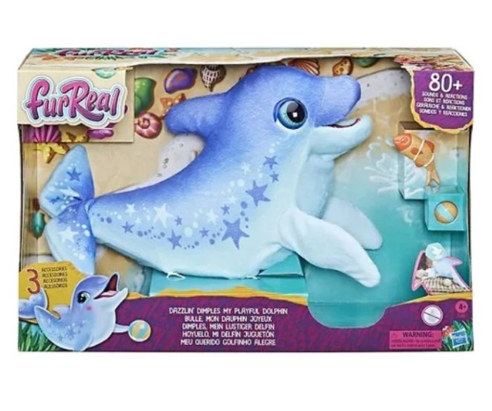 Kæmpe FurReal delfin – mere end 80 lyde og reaktioner!
Er du klar til at møde din nye bedste ven fra havets dyb?
Den store, bløde og livagtige FurReal delfin er landet – og den er fuld af overraskelser! Med over 80 forskellige lyde og reaktioner, reager