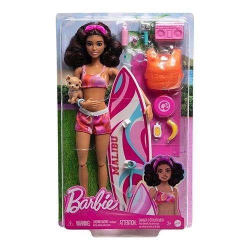 Barbie surfer incl hundehvalp, surfboard og mange dele