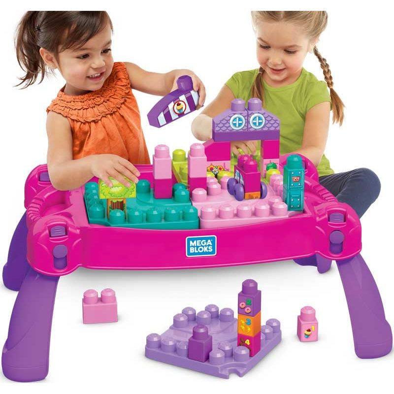 Mega Bloks transportabelt legebord 13x40x61 cm legesæt pink