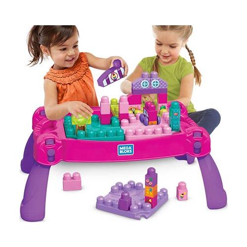 Mega Bloks transportabelt legebord 13x40x61 cm legesæt pink