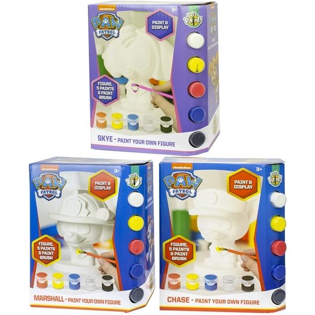 Paw Patrol mal selv porcelænsfigur (Chase, Marshall, Skye)