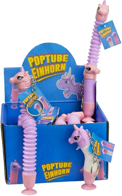 Poptube Unicorn Stretching nøglering 19cm assorteret