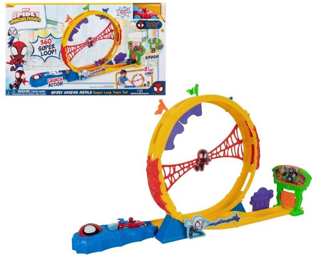 Spidey Amazing Metals Superloop bilbane med bil - 71 cm