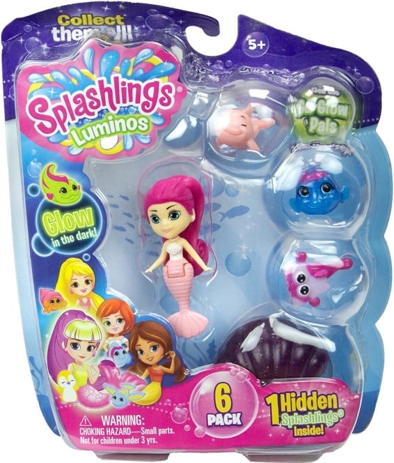 Splashlings glow in the dark pack med 6 dele (Assorteret)
