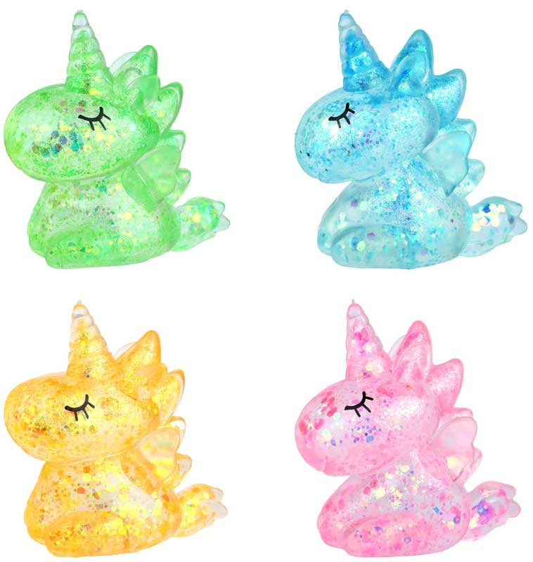SQUEEZE UNICORN W/SUGAR & SPARKLE 10CM ASSORTED