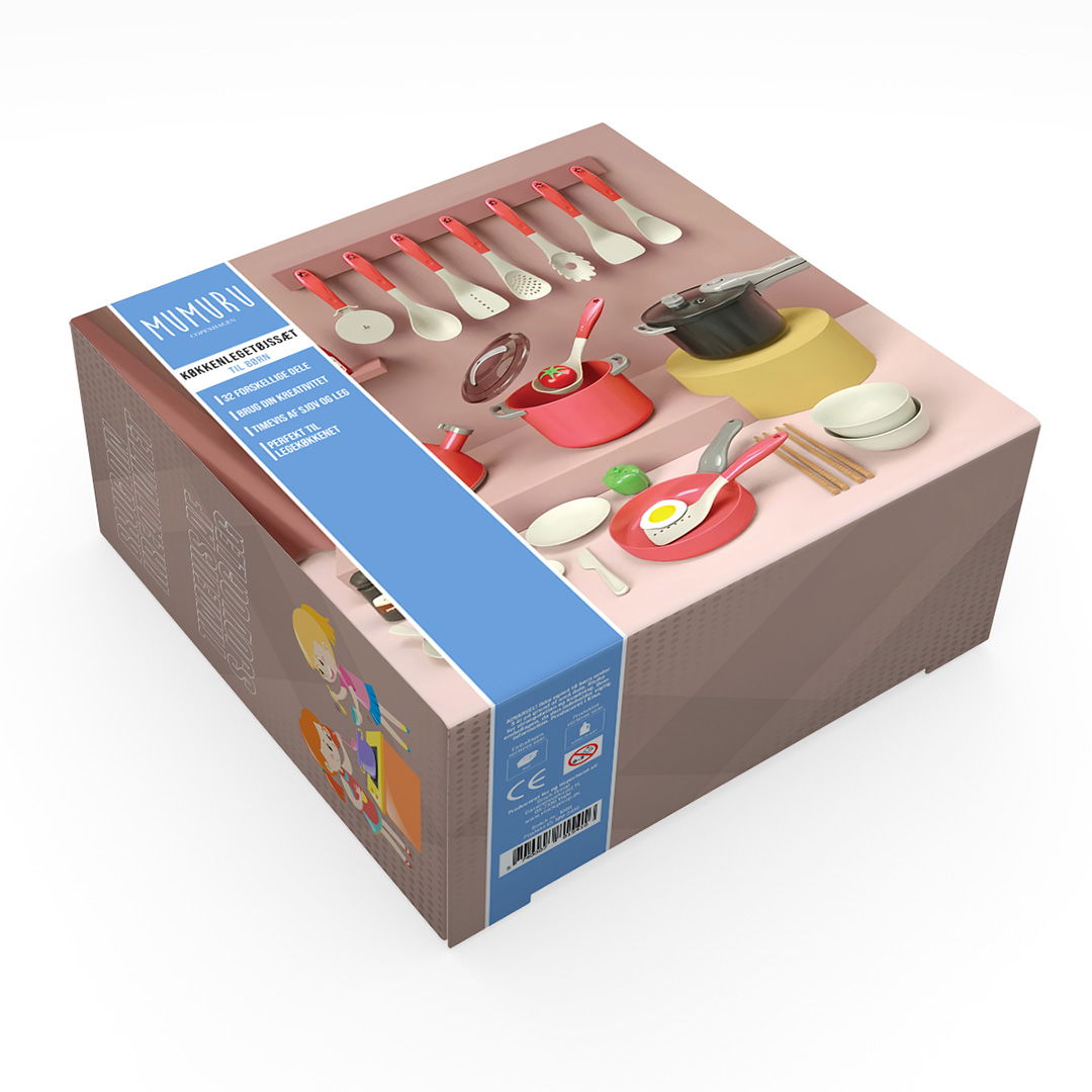 Køkkenlegetøjssæt til børn, ass. rød + grøn, 32 dele