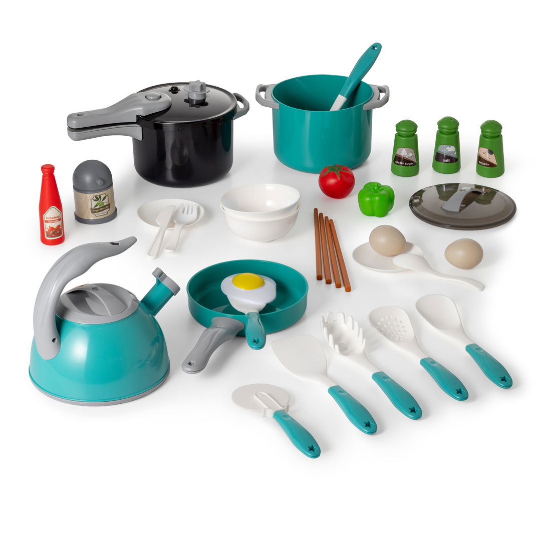 Køkkenlegetøjssæt til børn, ass. rød + grøn, 32 dele