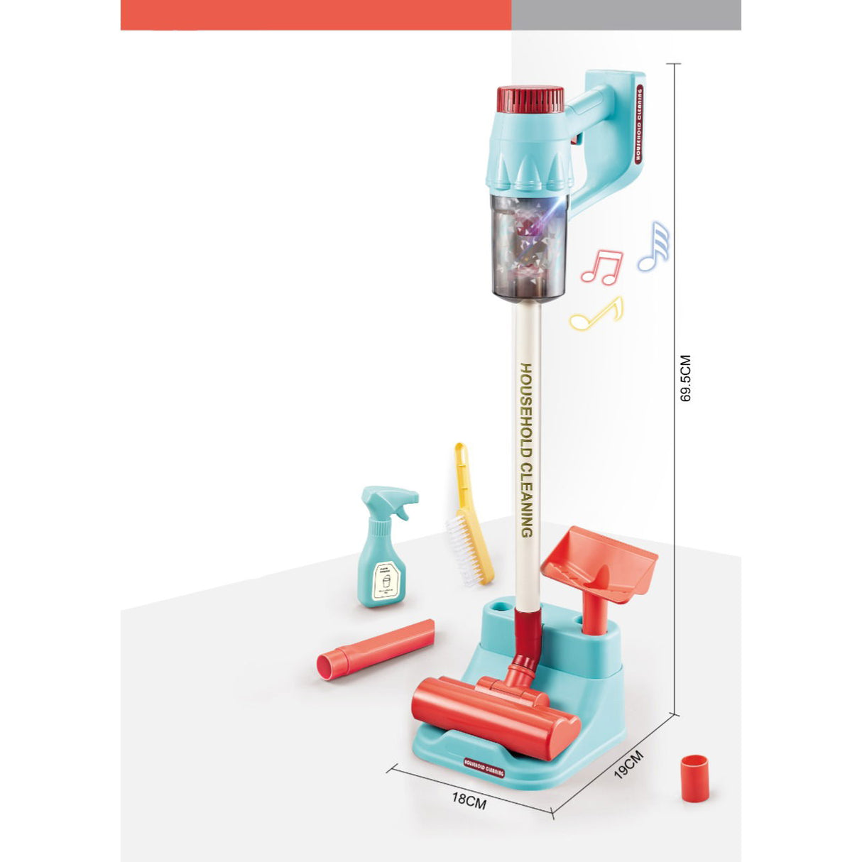 Legetøjsstøvsuger med lys og lyd