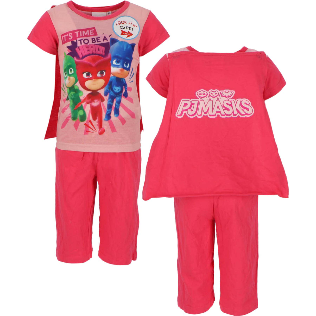 PJ Masks 2-delt sæt med kappe - Pink