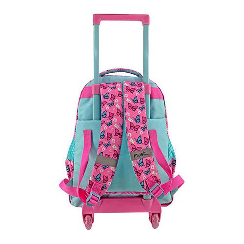 Sommerfugle 3D glitter Skoletaske trolley 45 cm med 3 rum