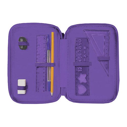 Fyldt 3D glitter Penalhus med sommerfugle - 2 rum