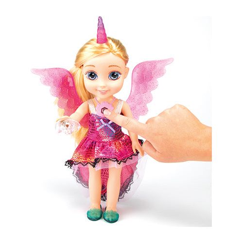 40 cm stor Unicorn fe dukke med vinger, lys og lyd.