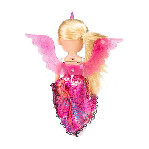 40 cm stor Unicorn fe dukke med vinger, lys og lyd.