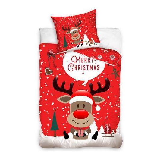 Julesengesæt senior 100% bomuld "Rudolf med den røde tud" 140x200 cm