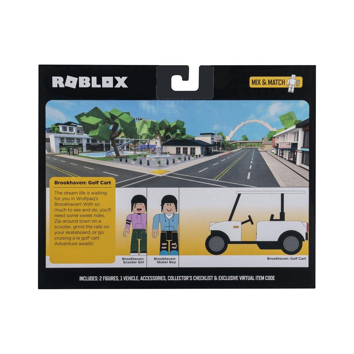 Roblox Brookhaven golf bil incl figurer, løbehjul og skateboard