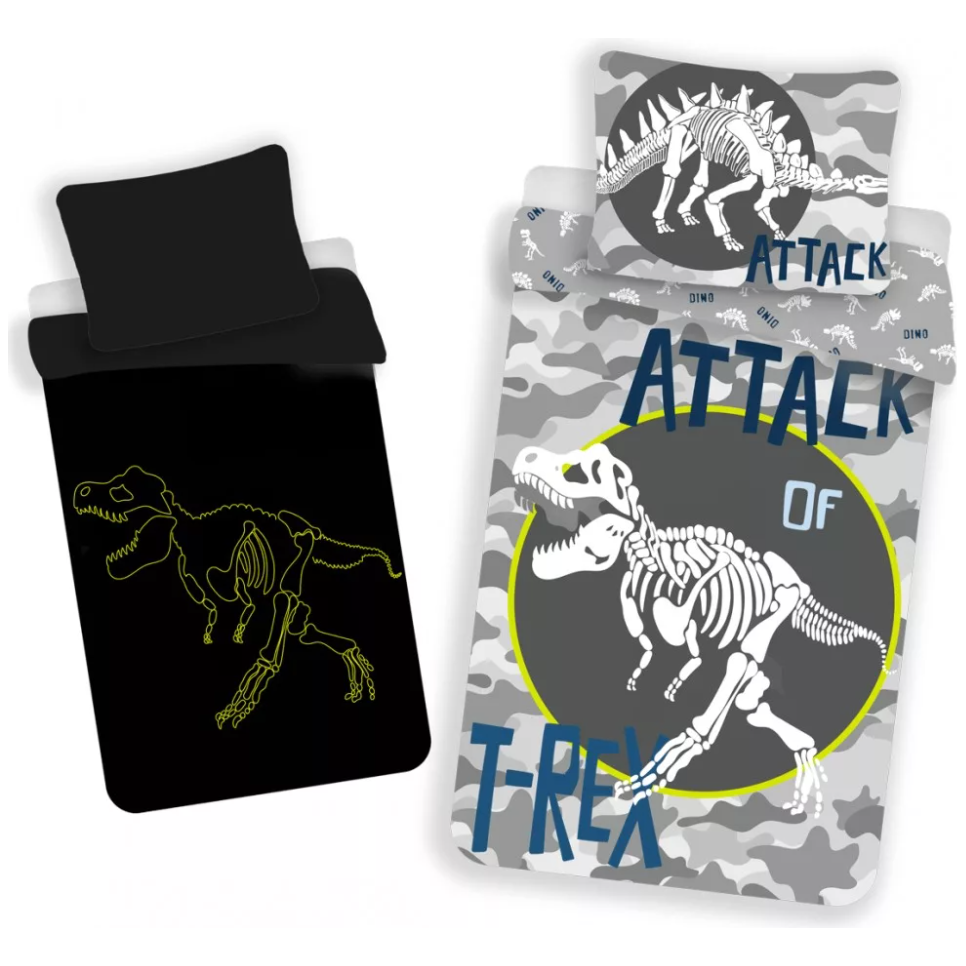 Dinosaur T-Rex glow in the dark senior sengesæt 140x200 cm