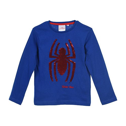 Spiderman longsleeve med paliet edderkop på maven blå