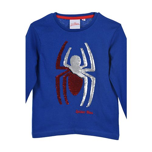Spiderman longsleeve med paliet edderkop på maven blå
