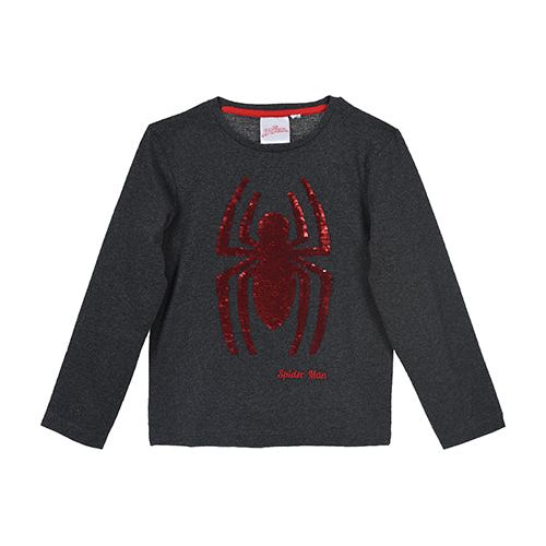 Spiderman longsleeve med paliet edderkop på maven.