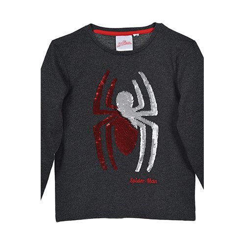 Spiderman longsleeve med paliet edderkop på maven.